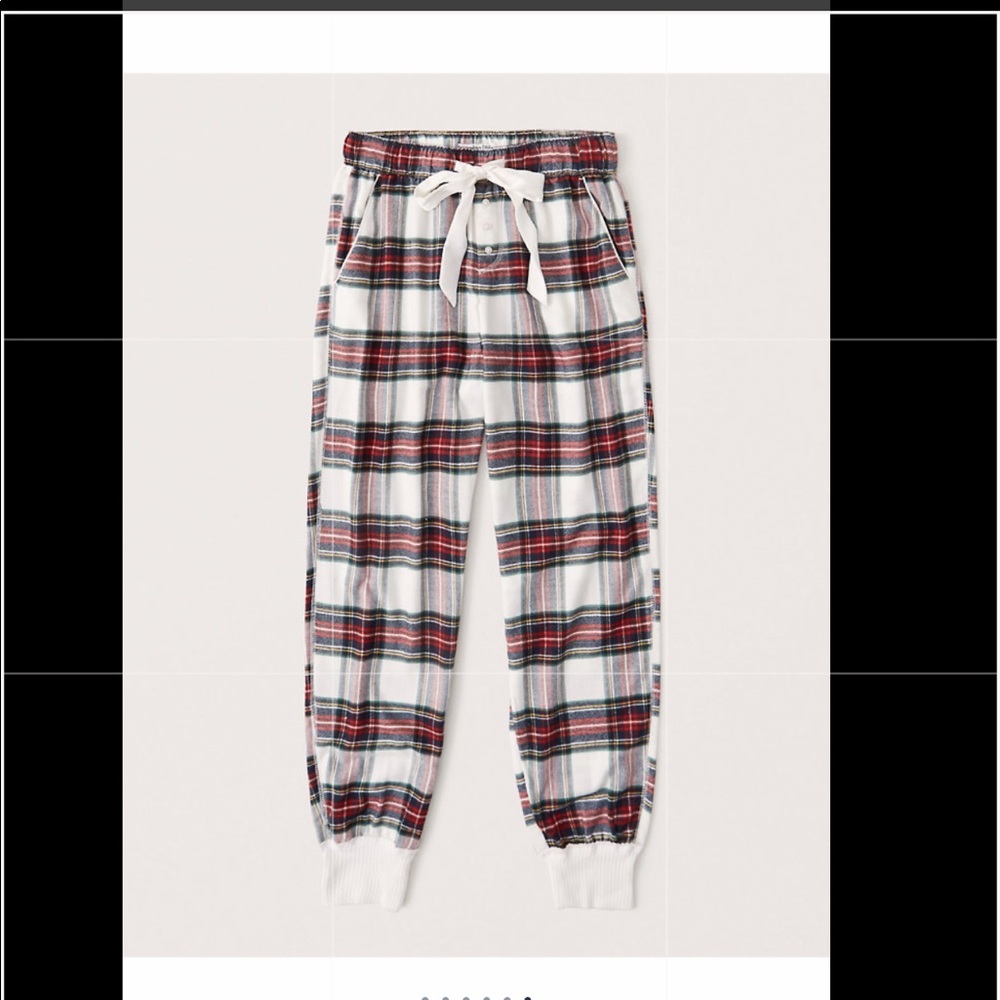 Abercrombie White Plaid PJ Jogger Medium M